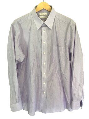 ROUNDTREE & YORKEE-GOLD LABEL-MENS LAVENDER STRIPPED NON-IRON100% COTTON NECK 17